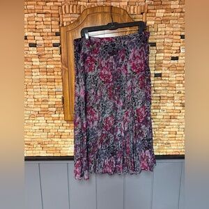 Vintage Y2K White Stag floral print whimsigoth fit & flare maxi skirt sz XL